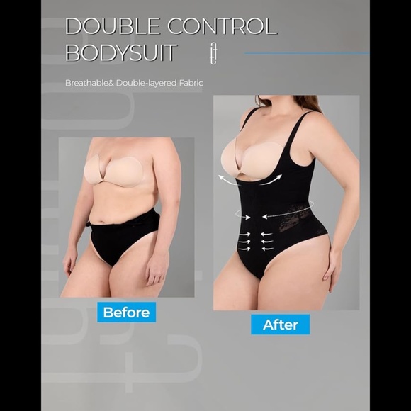 Women’s Open Bust Tummy Control Thong Bodysuit Compression Fajas Shapewear - Picture 4 of 10